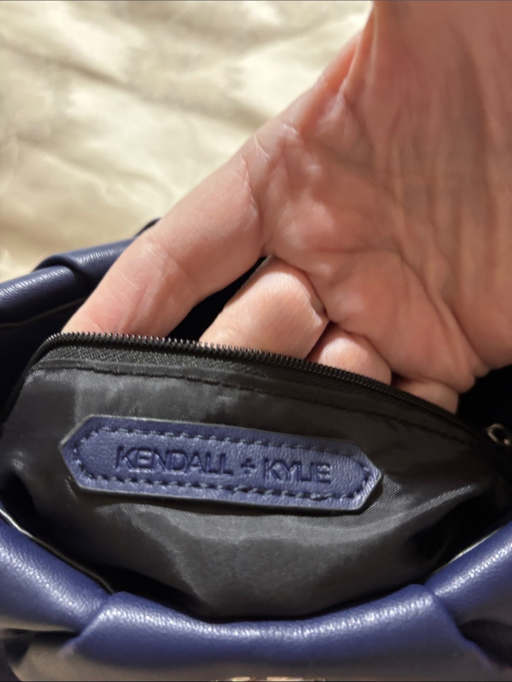 Kendall & Kylie Navy Blue Leather Chain-Handle Shoulder Bag - Picture 5 of 7